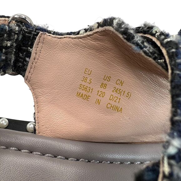 Stuart Weitzman Zoe Lift Embellished Tweed Platform Sandals Size 8B - Picture 9 of 9